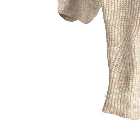 Madewell Belfiore Ribbed Pullover Sweater Wool Blend Oatmeal Tan Office Cabin S - Picture 6 of 9